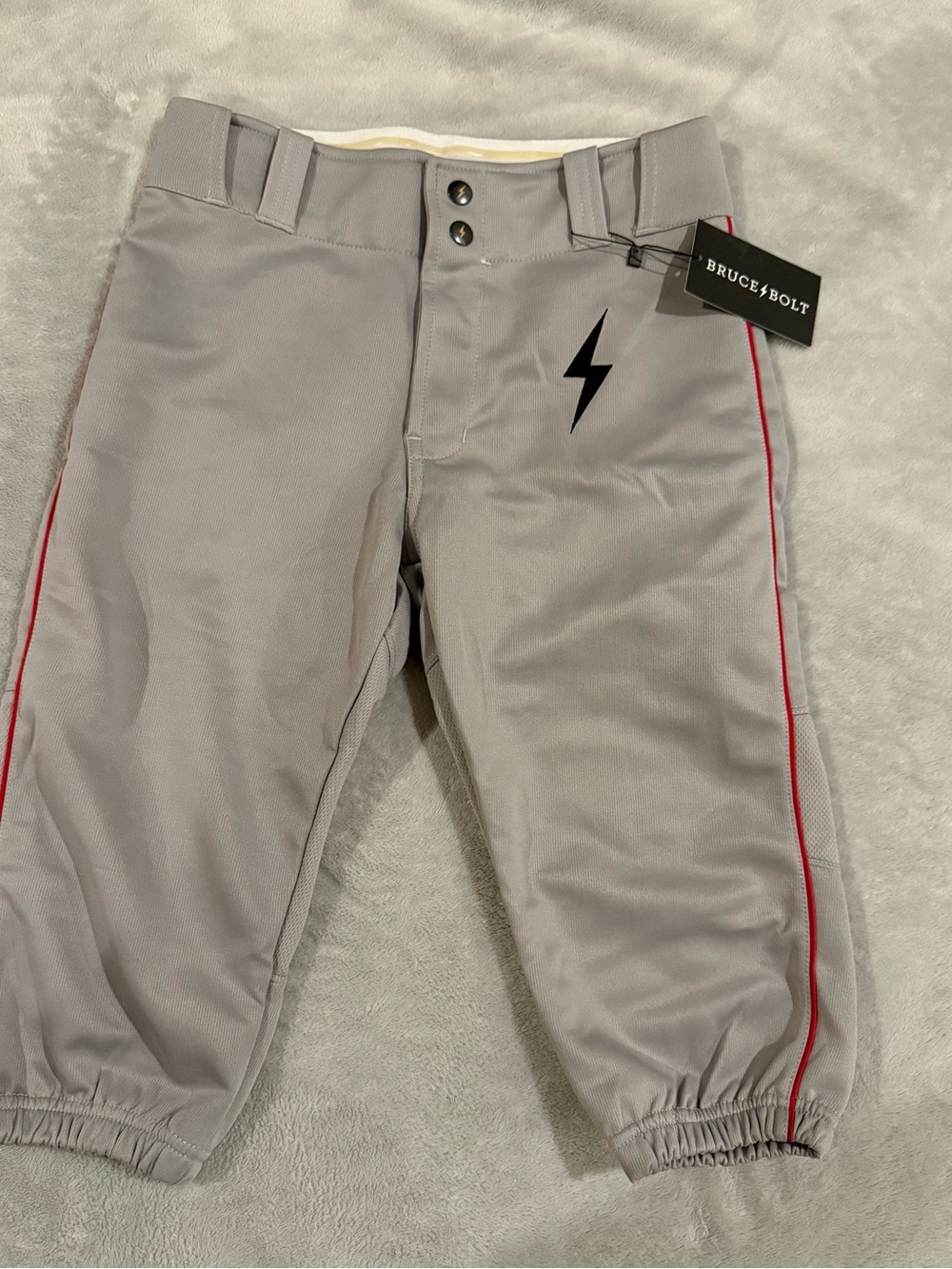 Bruce & Bolt Kids' Gray Baseball Pants with Red Piping